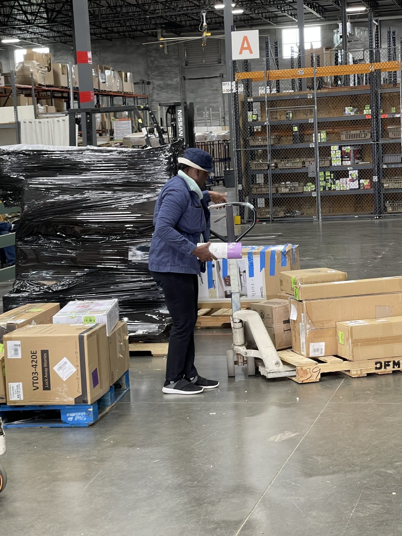 Cartons palletised for onward shipping